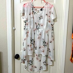 Torrid white/sheer pink floral blouse size 2